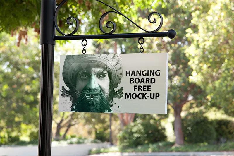 悬挂广告牌模版 Hanging Board Mockup插图