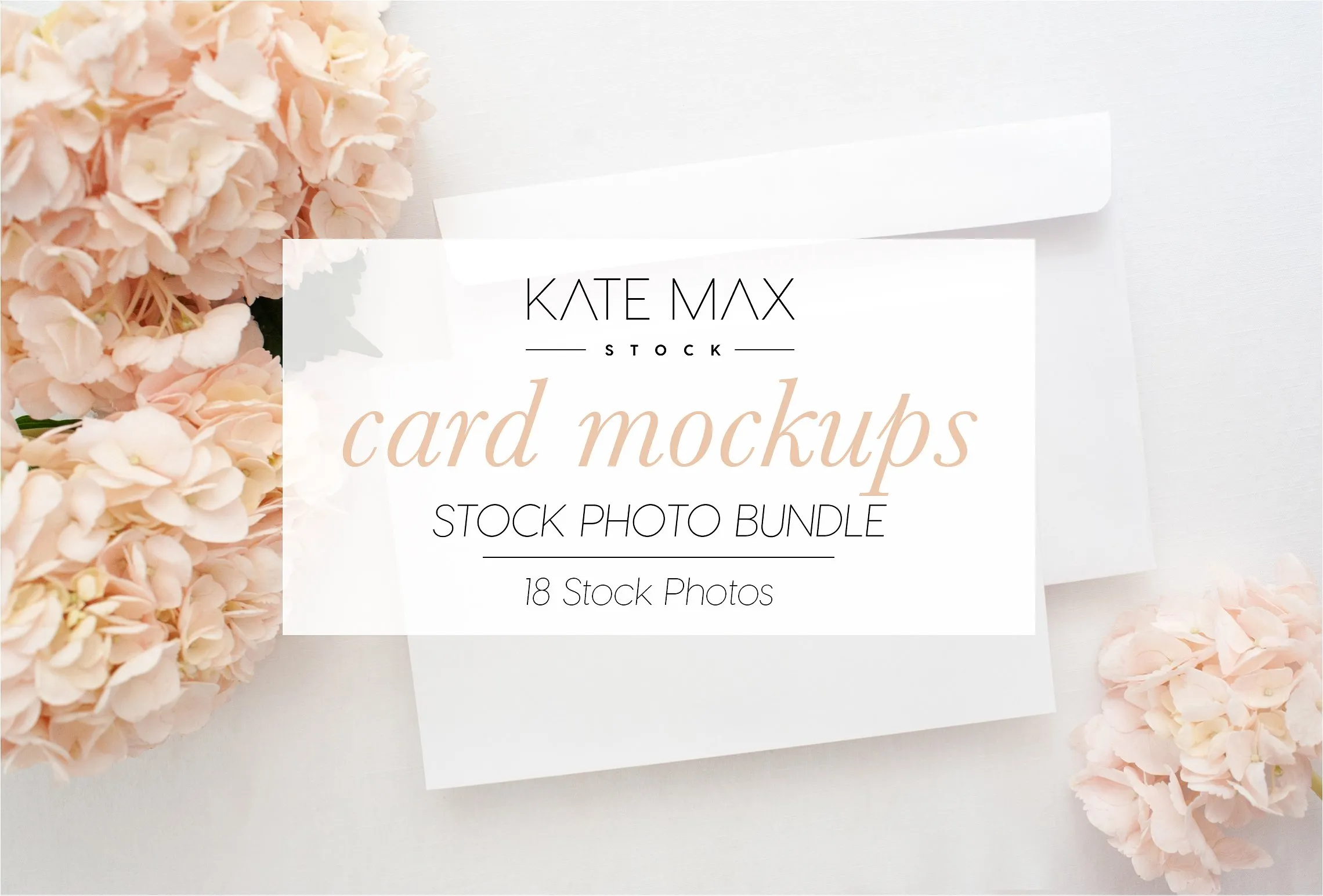 华丽的粉红绣球花便签卡片样机模板 Blush Card Mockups Bundle插图