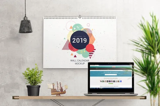 挂墙活页挂历日历样机模板 Wall Calendar Mockups插图(4)