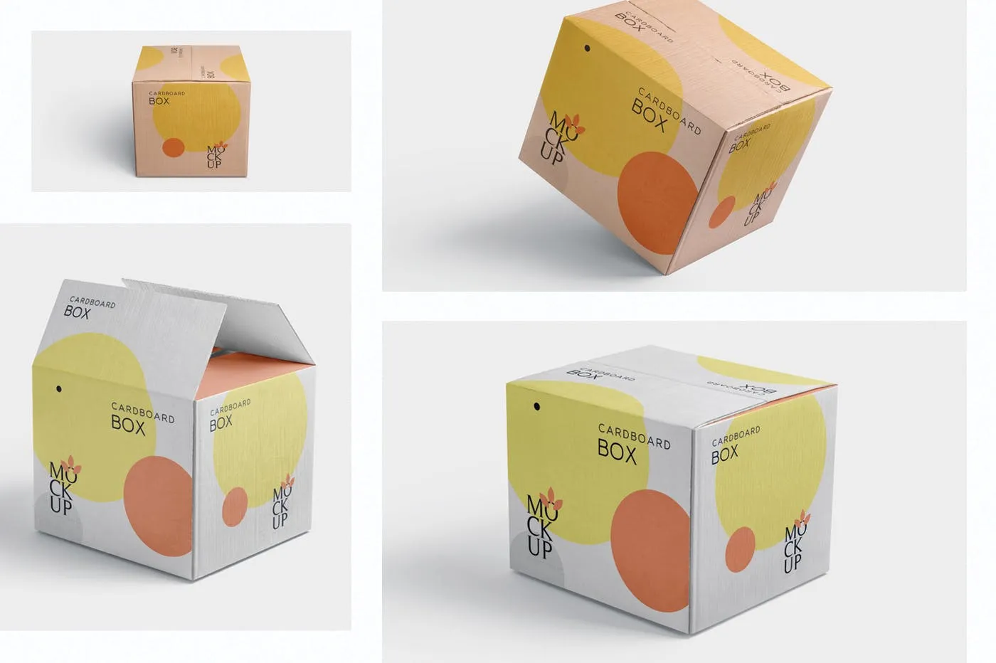 纸箱设计印刷效果图多角度预览样机 4 Cardboard Box Mockups插图(1)