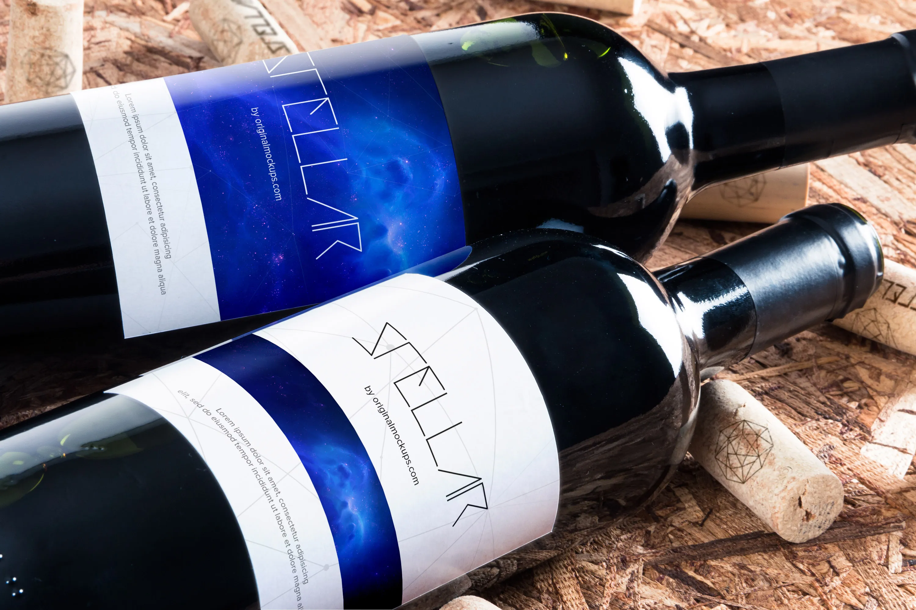 葡萄酒洋酒酒瓶外观标签设计样机模板04 Wine Bottle Mockup 04插图