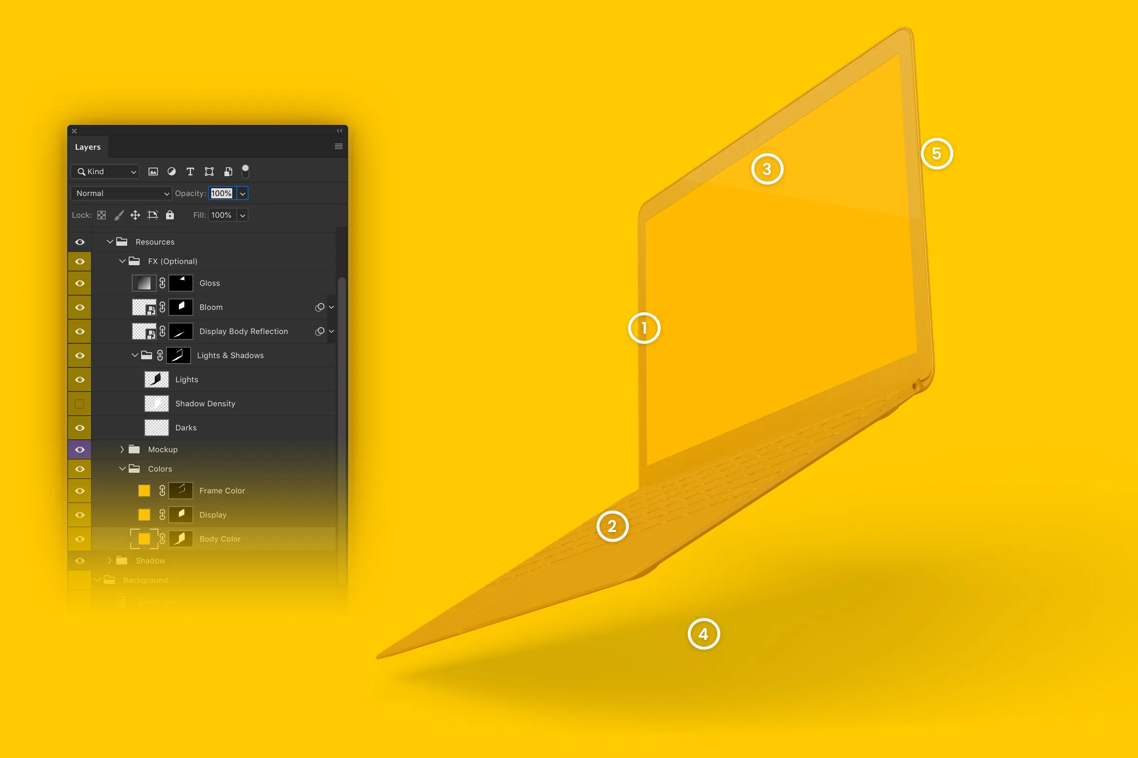 MacBook笔记本电脑悬空效果右视图样机模板 Clay MacBook Mockup, Floating Right View插图(5)