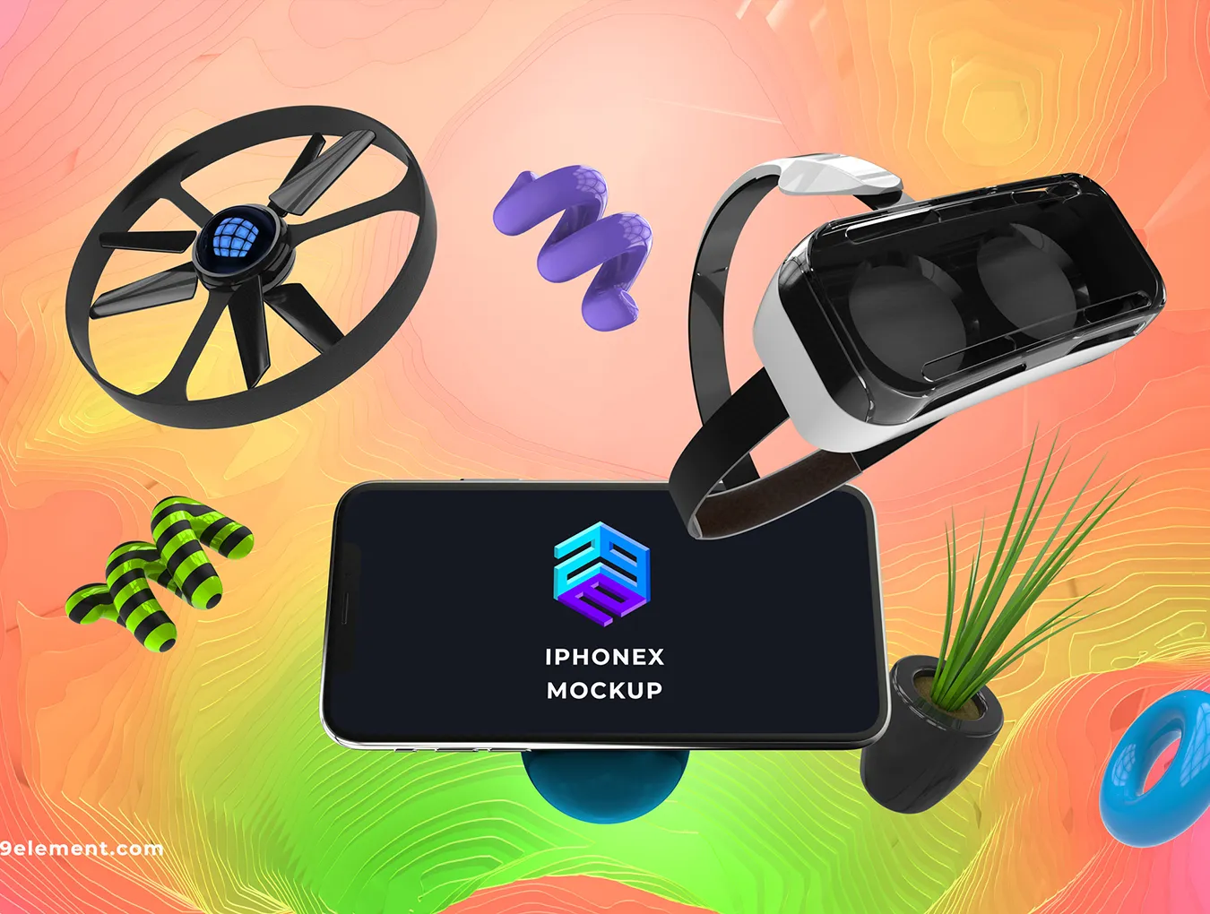 无人机与手机展示创意场景样机下载 [PSD]插图(4)