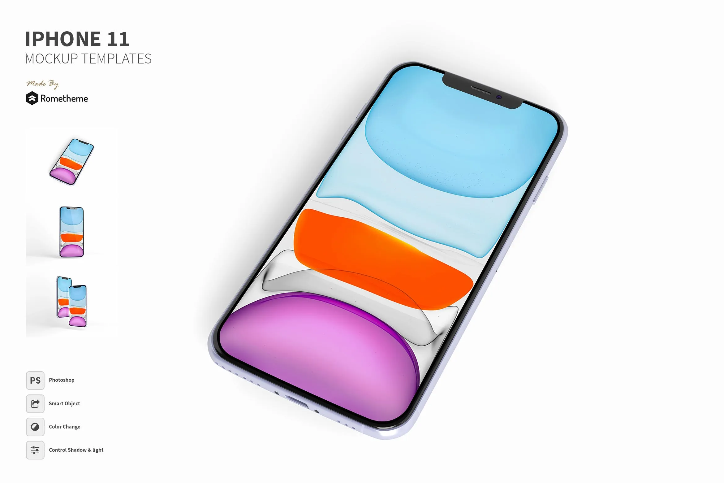 iPhone 11手机多角度正面视图样机模板 IPhone 11 Mockup
