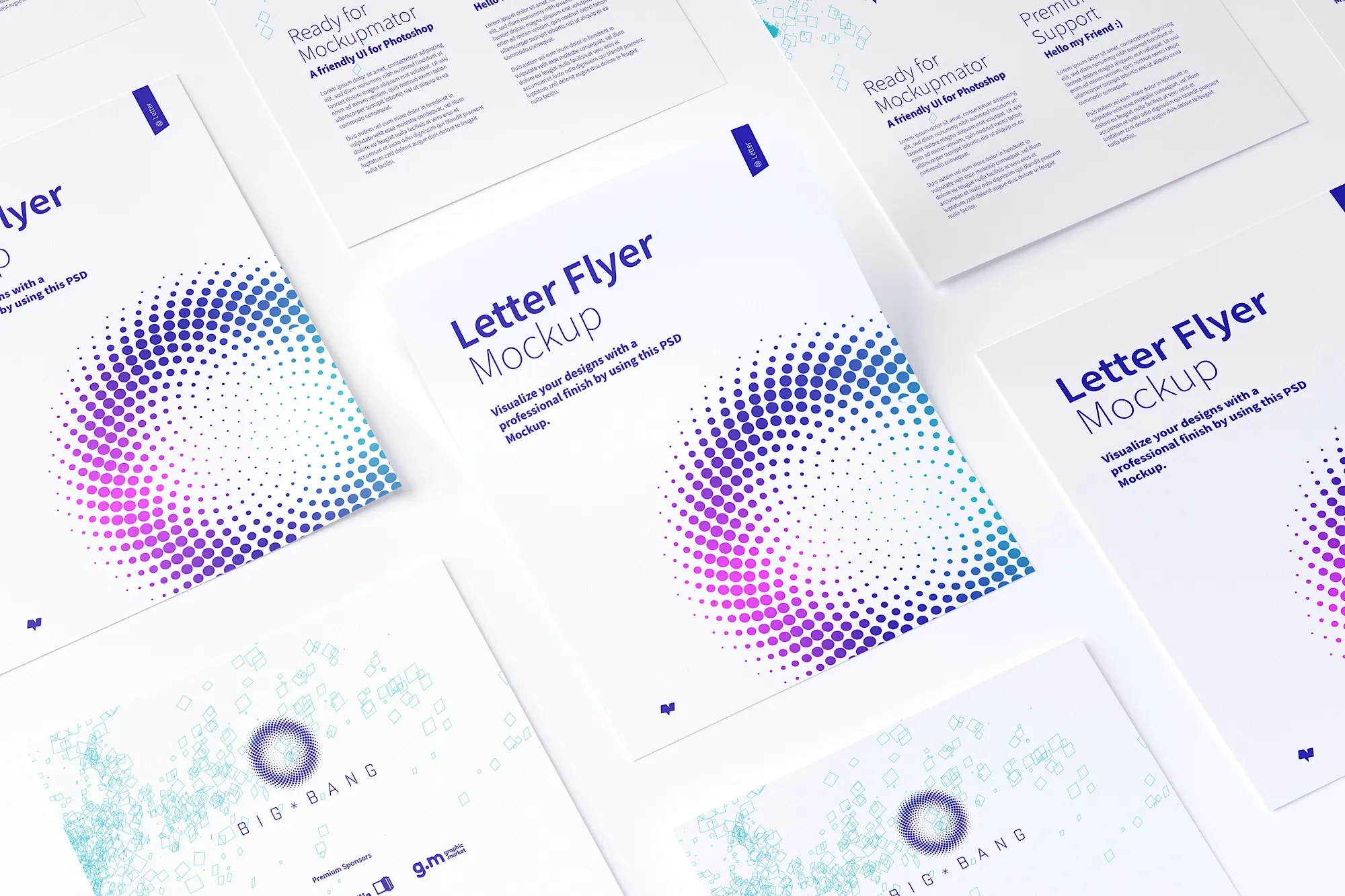 信纸规格传单设计等距样机模板02 Letter Flyer Mockup 02插图