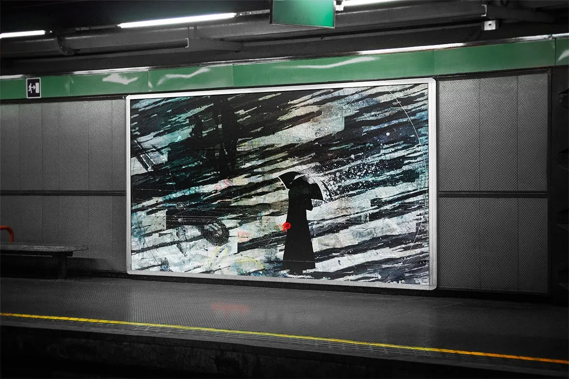地铁灯箱广告展示效果图样机模板 Subway Billboard Mock-up