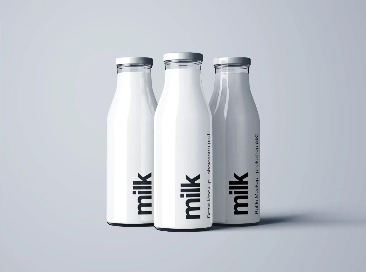 牛奶盒&牛奶瓶外观设计PSD样机模板 Milk Bottle Mockup – PSD插图(5)