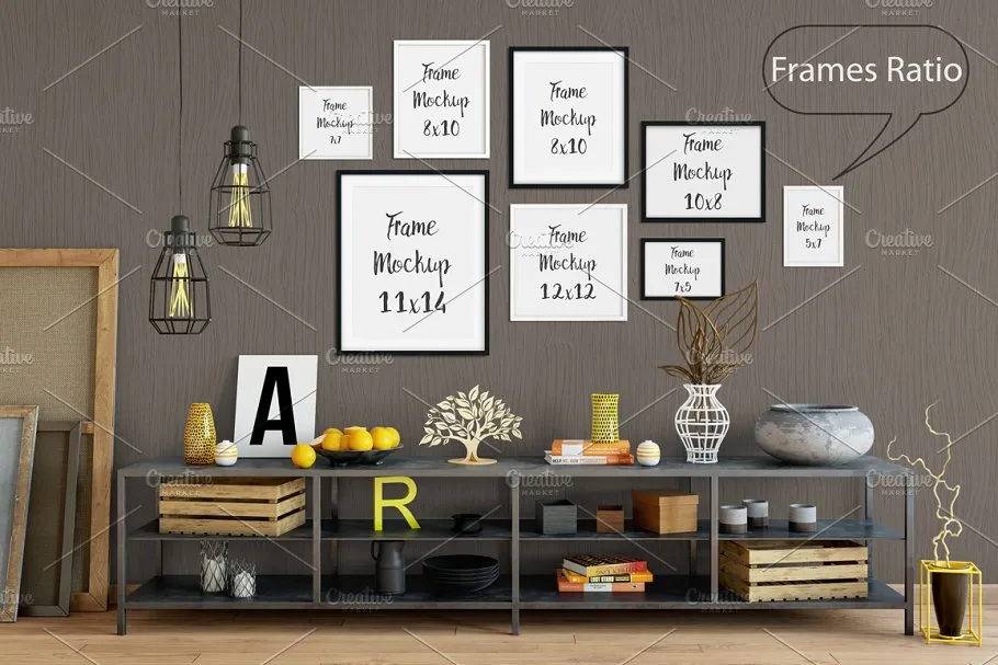 室内画框&墙纸设计展示样机 Interior Frame & Wall Mockup 06插图(1)