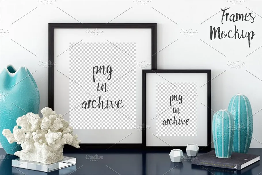 现代室内画框相框样机 Interior Frames Mockup – 03 (1 PSD)插图(2)