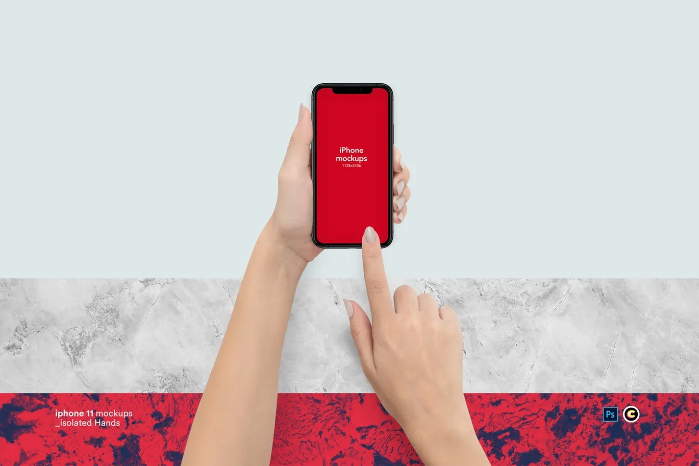 手持iPhone 11屏幕触摸演示像素设计精选样机模板 iPhone 11 Mockup