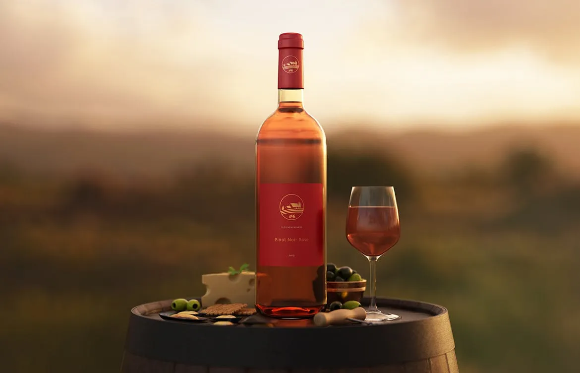 波尔多葡萄酒瓶设计样机模板 Bordeaux Wine Bottle Mockup插图(2)