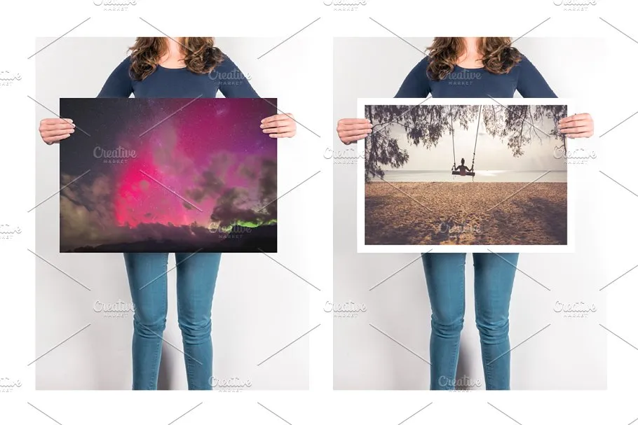 女模特手持作品展示样机 Artwork Presentation Mockup Female插图(2)