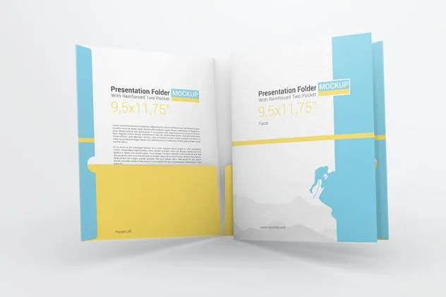 办公专用文件夹样机模板 Reinforced Two Pocket Presentation Folder Mockup插图(4)