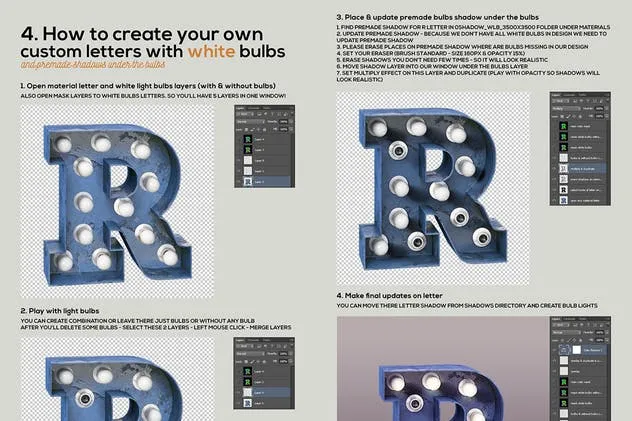 大帐篷灯泡装饰金属字体场景模板10 Marquee Light Bulbs Chaos 10 – Color Mix Lettering插图(8)
