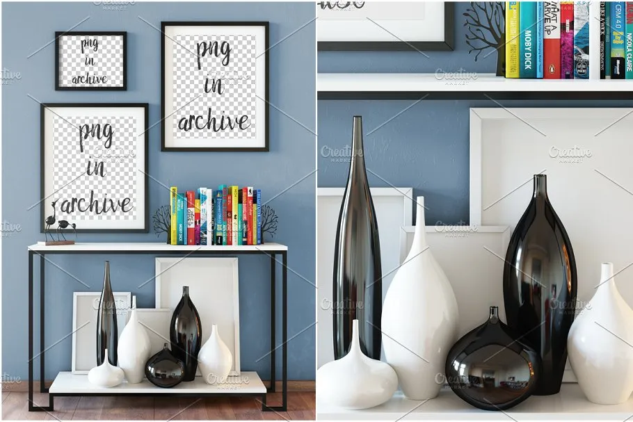 复古相框画框样机 Vintage Interior Frame Mockup插图(2)