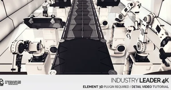 象征机器人时代的Logo演示像素设计精选AE模板 Industry Leader 4K