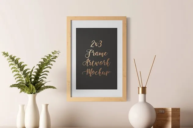 实木画框展示样机套装V3 Light Interior Frame Artwork Mockup – Set 3插图(5)