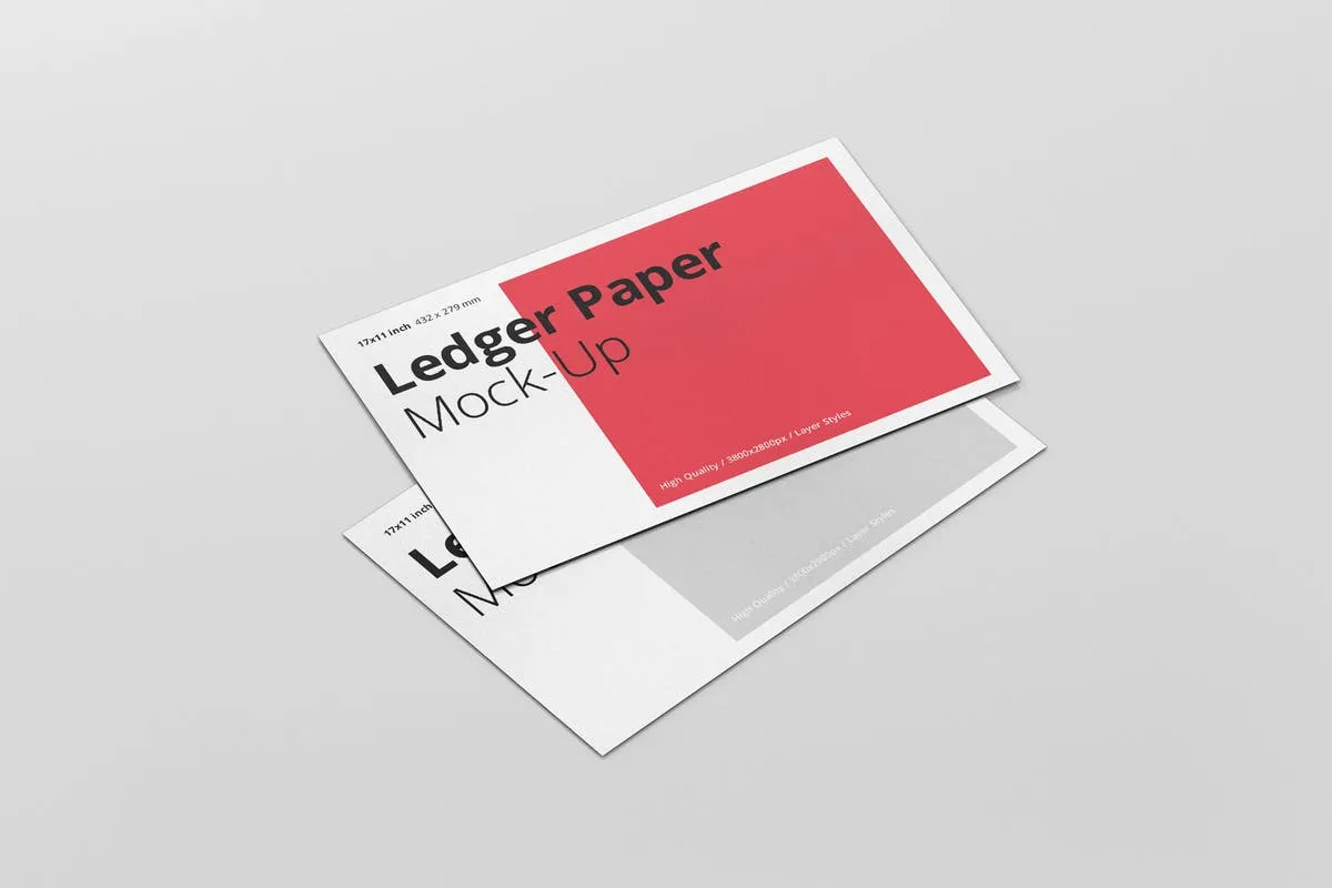 Ledger纸张印刷演示样机模板 Ledger Paper Mockup – 17×11插图