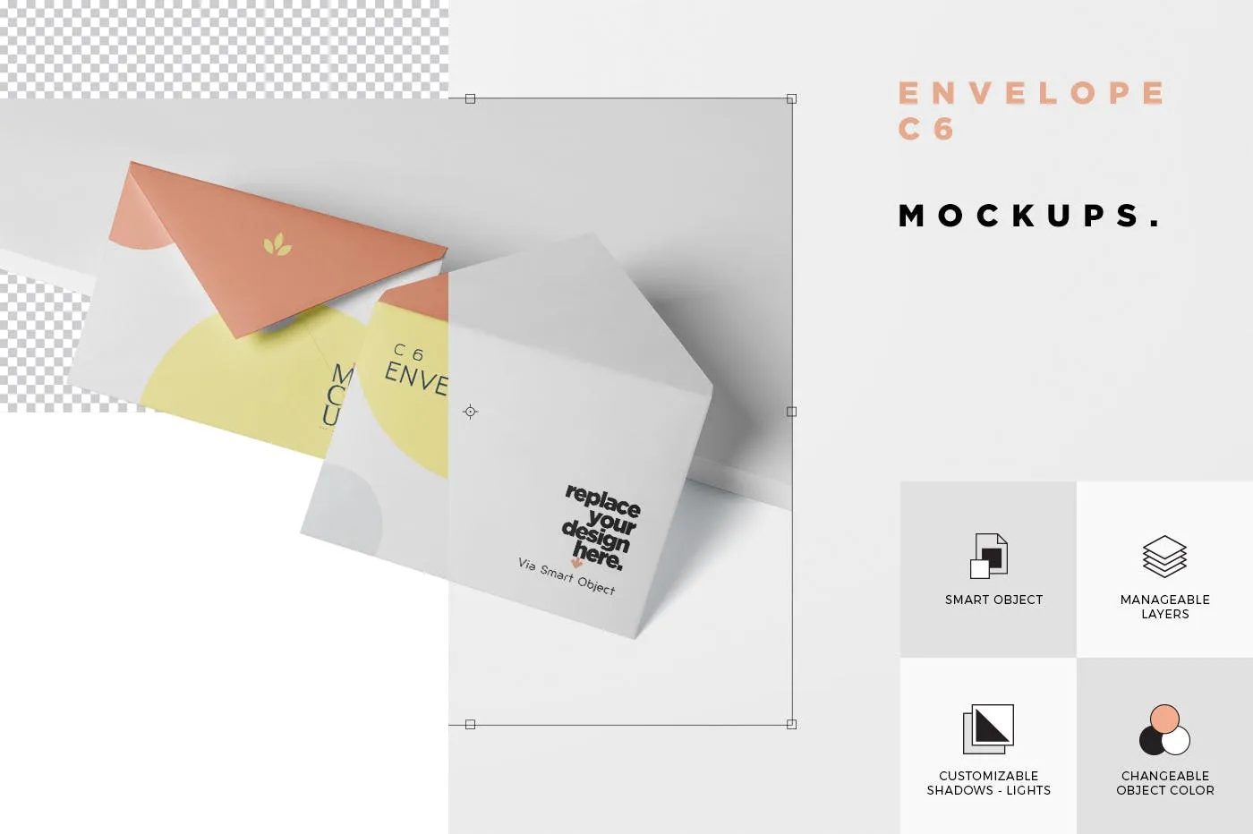 C6规格企业信封设计效果图素材库精选 Envelope C6 Mock-Up Set插图(3)