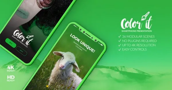 3D智能手机动态演示样机像素设计精选AE模板 Color it#8211; 3D  Smartphone Presentation