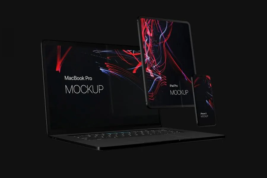 暗黑背景黑色智能产品设计样机模板插图(1)