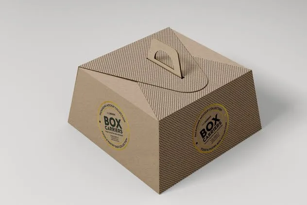 食品糕点盒样机模板第5卷 Food Pastry Boxes Vol.5:Carrier Boxes Mockups插图(2)
