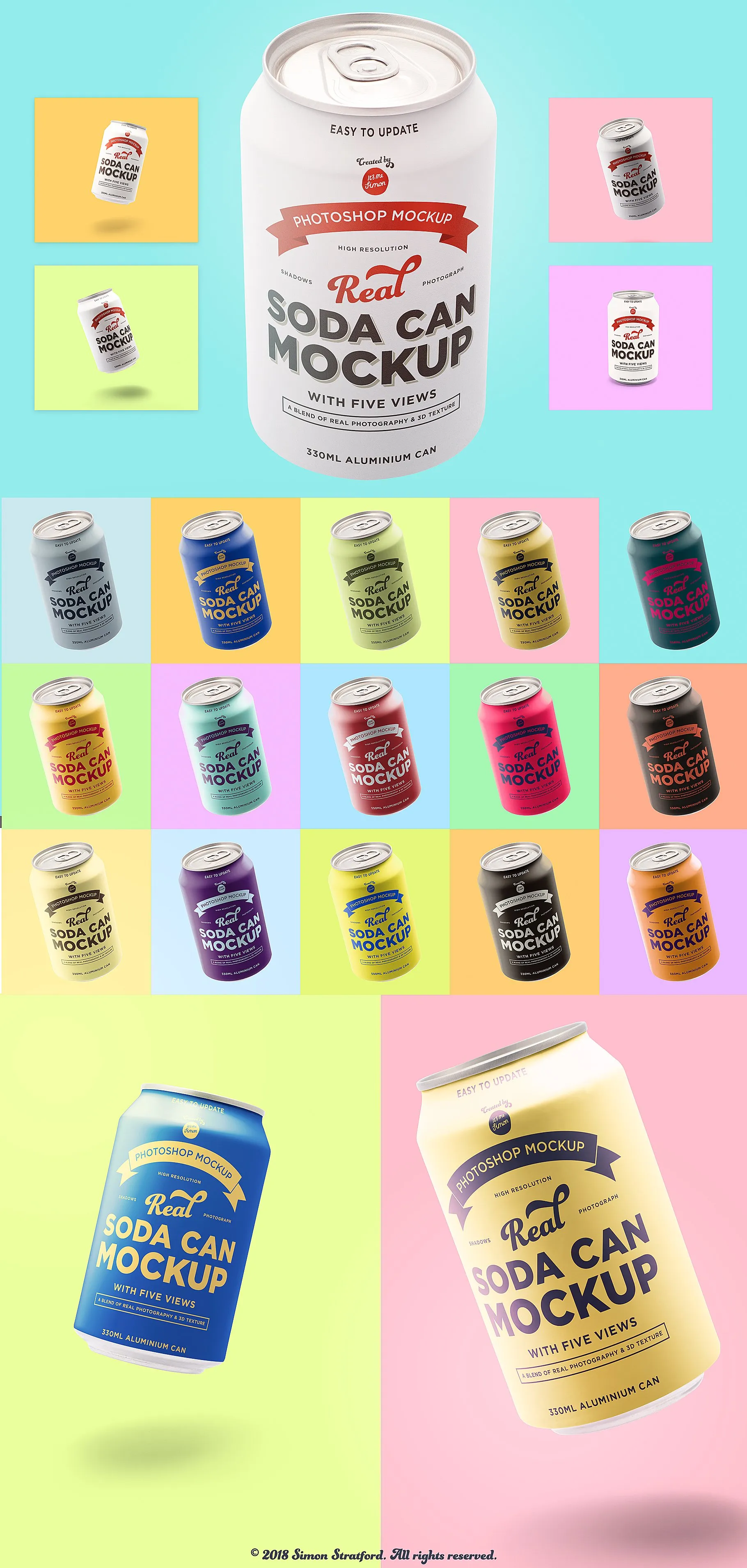 苏打水饮料易拉罐外观设计样机 Real soda can mockup for photoshop插图