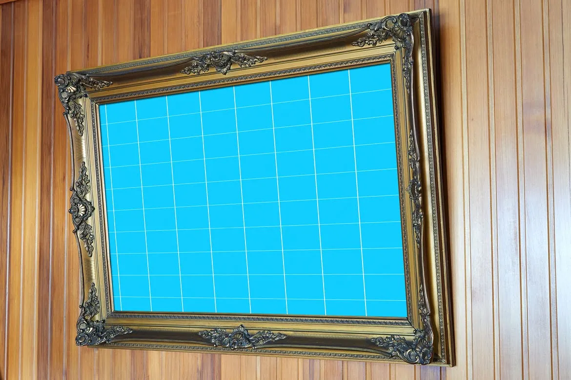 古典风格金色画框相框样机素材库精选 Gold_Frame_Perspective_Mockup插图(1)