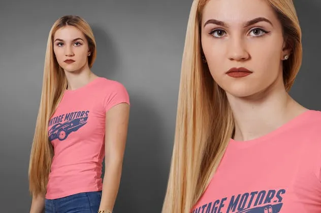 女士T恤服装场景[多个模特场景] Crew Neck T-shirt Mock-up Female Version插图(11)