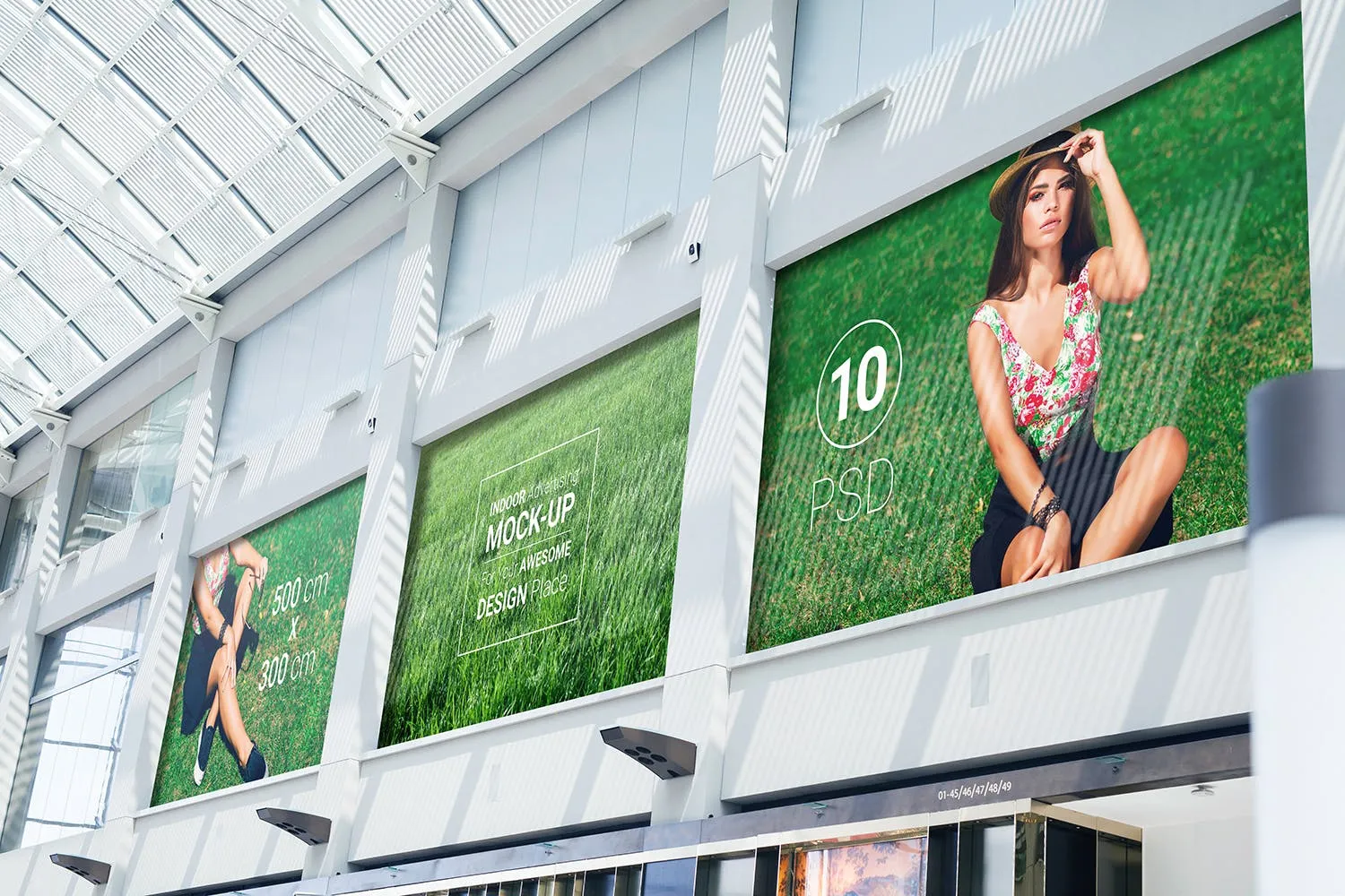 室内广告牌图片效果图样机模板 Indoor Advertising Mock-Up插图(1)