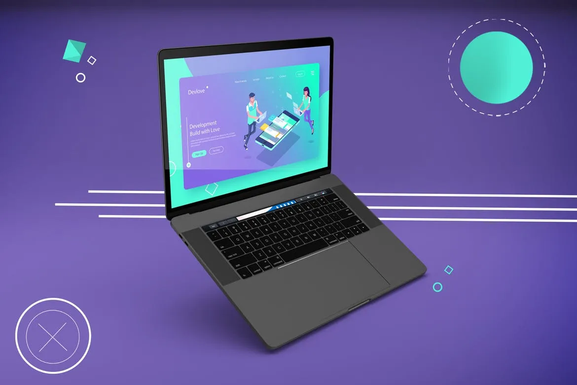 抽象背景Macbook Pro笔记本电脑素材库精选样机模板v2 Abstract Macbook Pro Mockup V.2插图(7)