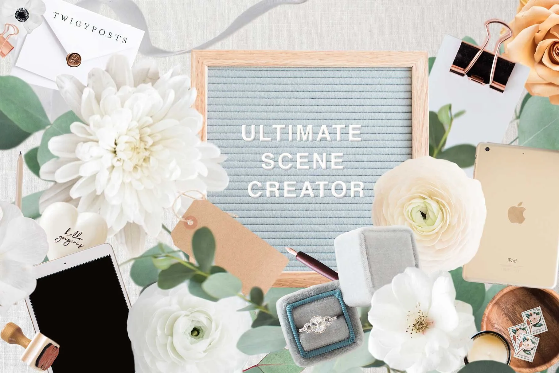 文具主题可编辑场景模板 Movable Scenes | Stationery Mockups