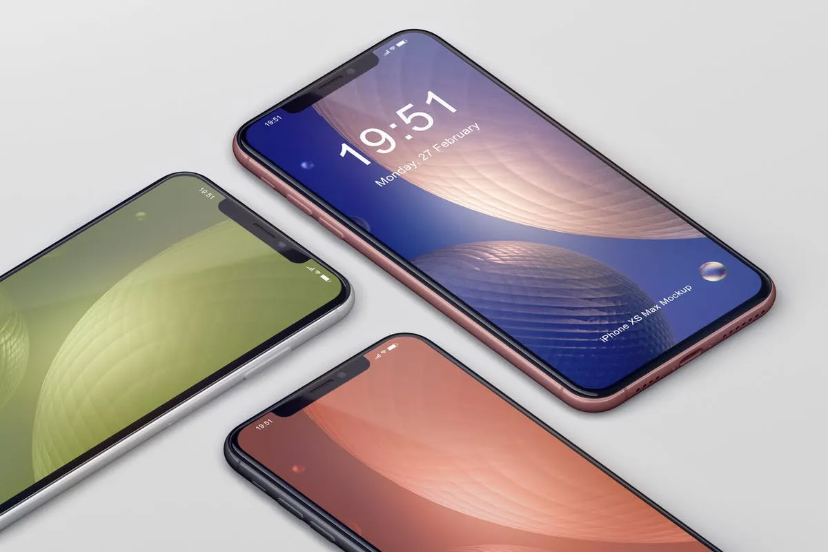 高品质的iPhone XS Max智能手机样机模板 Phone XS Max Mockup插图