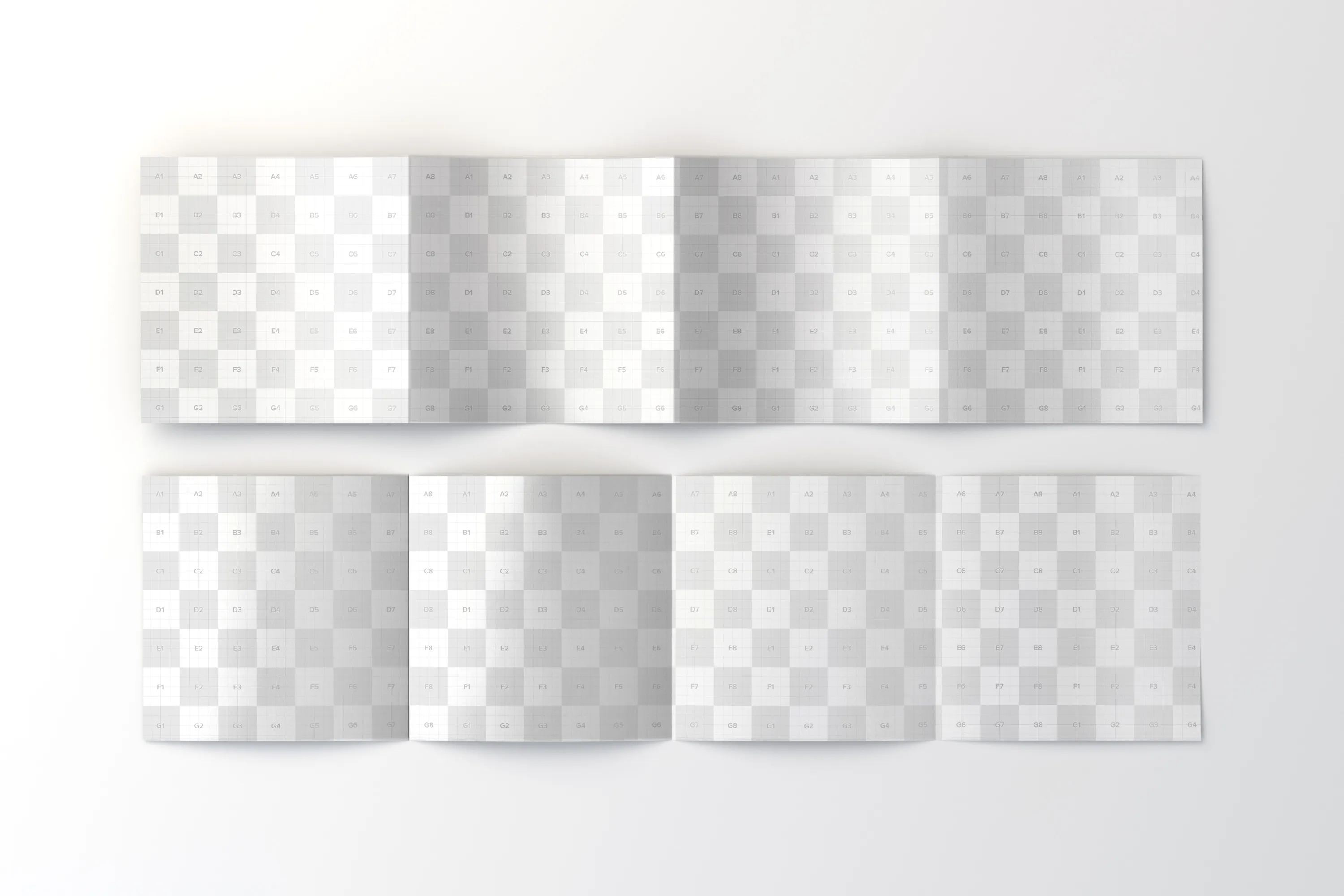 方形四折页企业传单/宣传册排版印刷效果图样机02 Spread Square 4-Fold Brochure Outside and Inside Mockup 02插图(2)