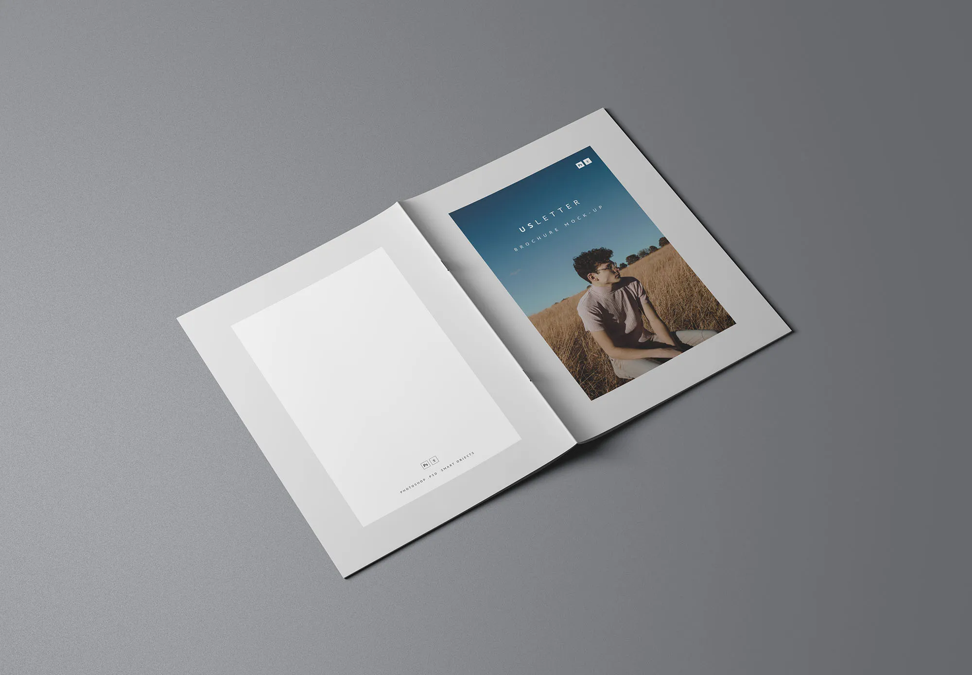 美国信纸尺寸企业宣传单印刷效果图样机PSD模板 US Letter PSD Brochure Mockup插图(3)