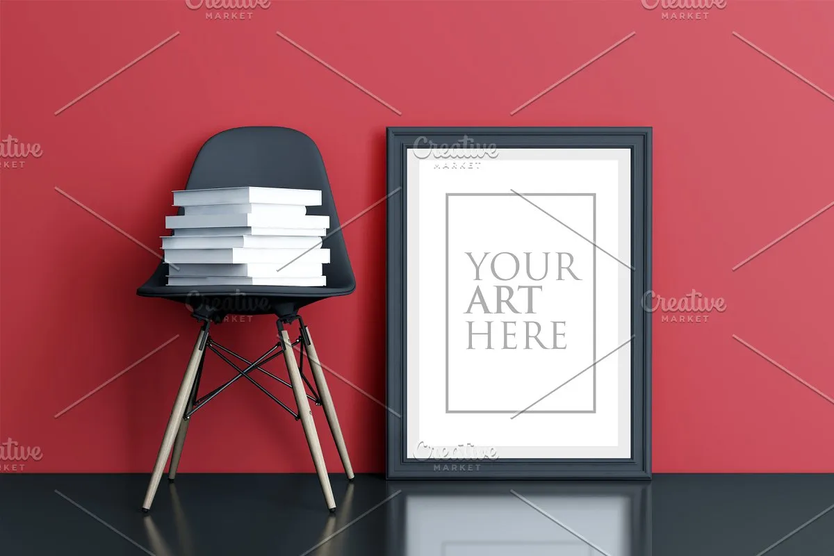 多彩的画框&椅子场景样机展示模板插图(4)