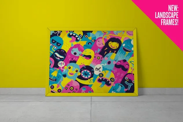 油画画作画框样机模板 Frame Mockup – Landscape插图(3)