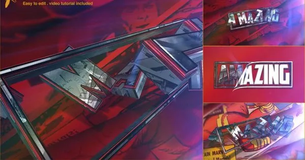 漫威电影超级英雄风格特效像素设计精选AE模板 Superhero Logo Element