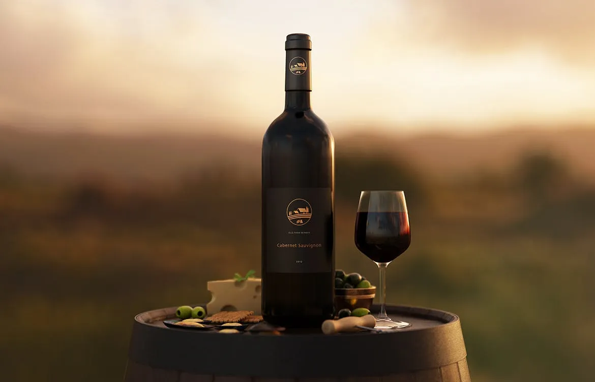 波尔多葡萄酒瓶设计样机模板 Bordeaux Wine Bottle Mockup插图(3)