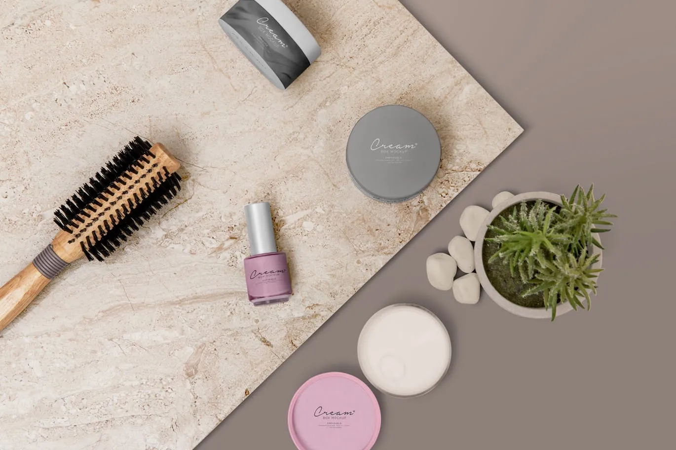 高端优雅质感的时尚化妆品包装设计VI样机展示模型mockups插图(3)