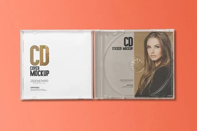 音乐CD光盘&包装盒样机 CD Label & Case Mockups插图(6)
