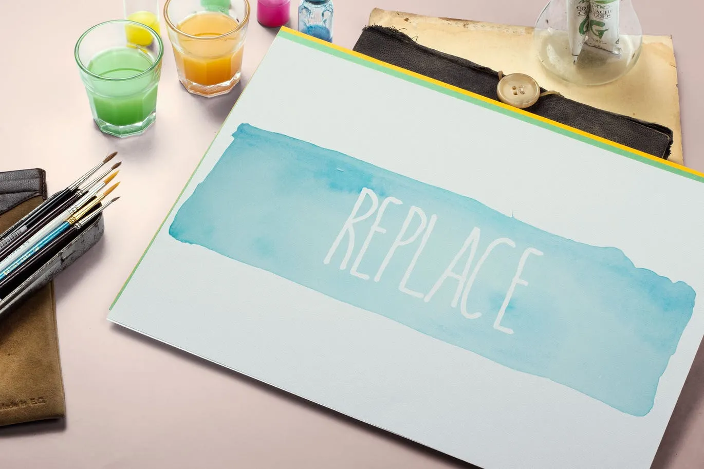 水彩手绘作品欣赏展示样机模板#5 Watercolor Paint Mockup Template #5