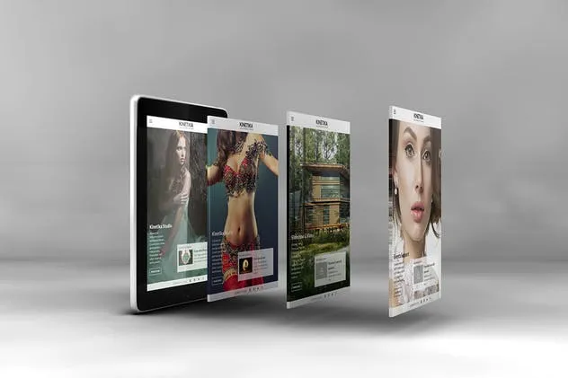 3D平板电脑屏幕网站设计演示样机 3D Tablet Screen Mockups插图(1)