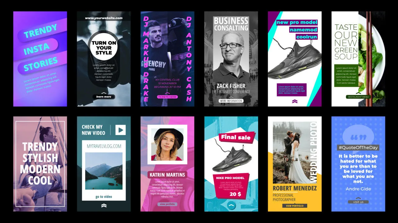 12个独特的动态Instagram动画像素设计精选AE模板