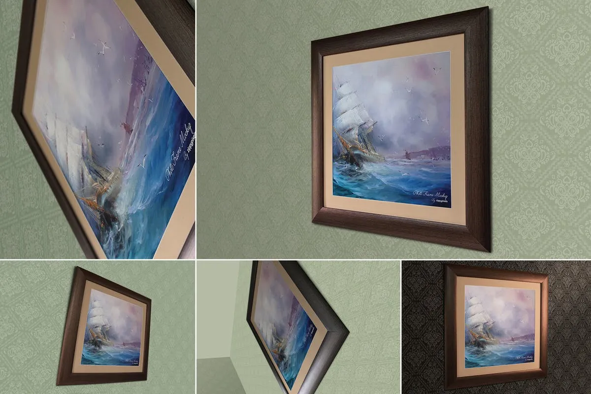 复古艺术作品画框样机 Perspective Frame Mockups插图