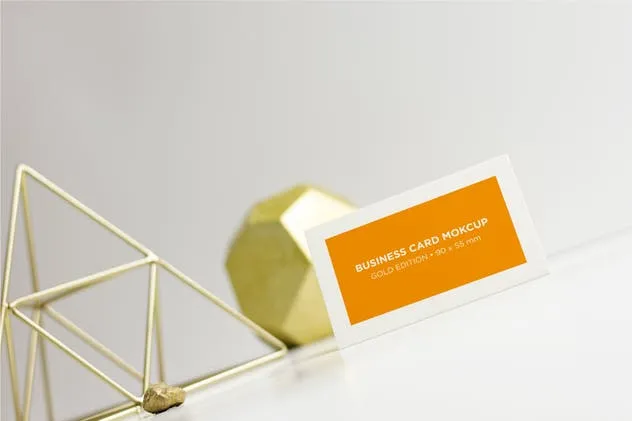 金属三脚架企业名片展示样机 Business Cards Gold Scene插图(3)