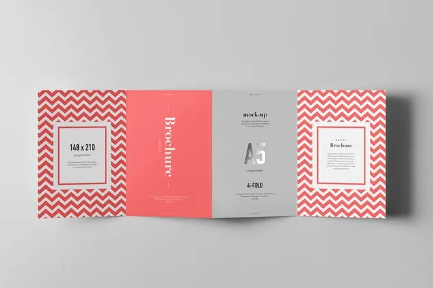 四折页A5规格画册传单样机模板 Four-Fold A5 Brochure Mock-up插图(10)