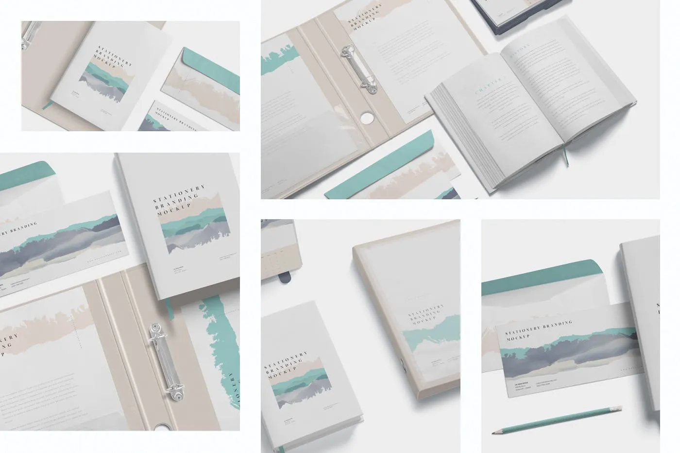 企业品牌VI设计预览办公用品样机模板 Stationery Branding Mockup Scenes插图(1)