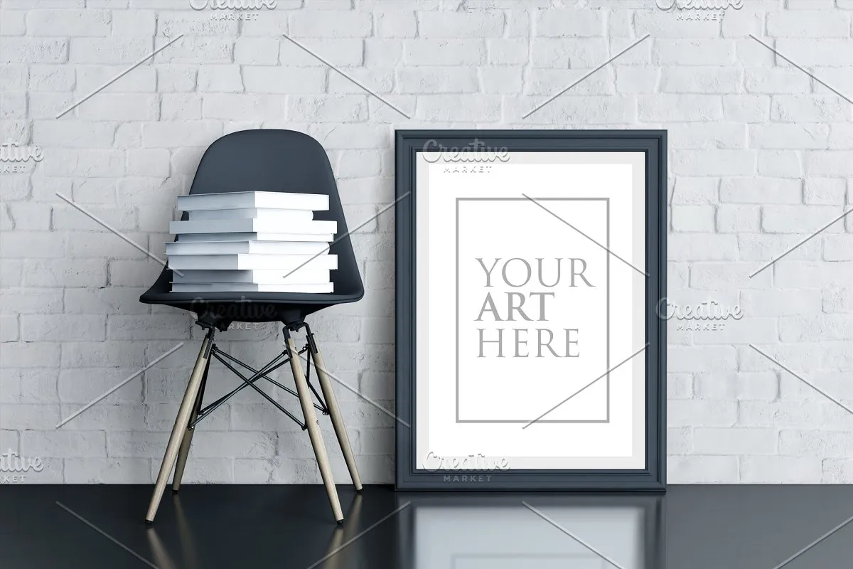 多彩的画框&椅子场景样机展示模板插图(3)