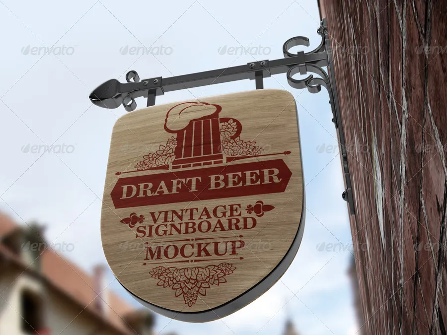 复古招牌盾牌样机 Vintage Signboard Shield Mock-Up插图(2)